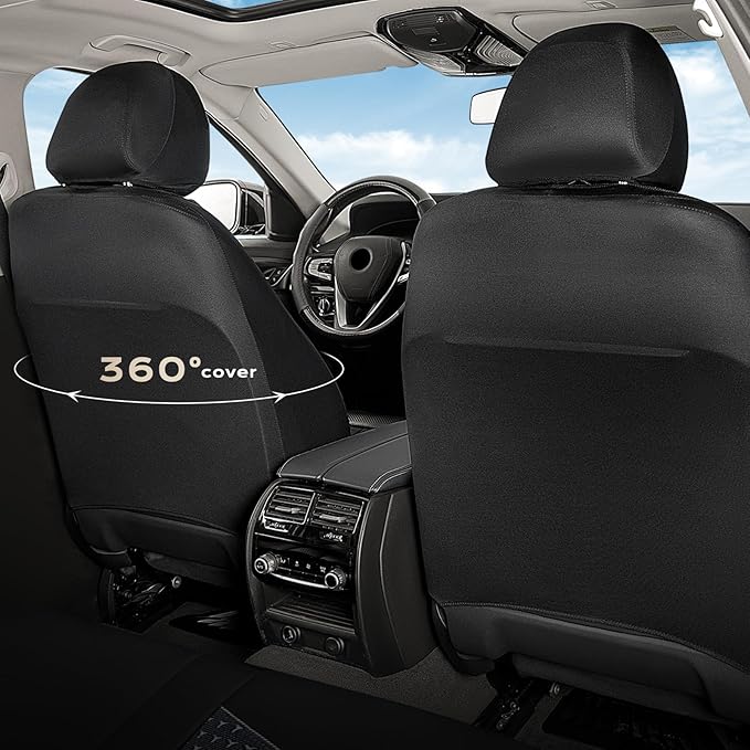 Coverado Car Seat Covers 5 Seats, PU Leather Seat Covers Fullset, Printed Breathable Mesh Design, Front and Rear Car Seat Pro