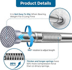 AIZESI Silver Adjustable Tension Curtain Rod, 31-63 Inch Spring No Drill Stainless Steel Shower Rods for Bathroom，Closet ，Win