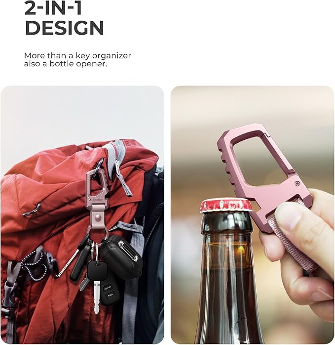 Dexnor Heavy Duty Key Chain Bottle Opener, Carabiner Key Ring Clip Aerospace-grade Stainless Steel Car Key Fob Holder Organiz