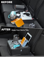 KEMIMOTO Back Seat Cup Holder for Car, Couch Cup Holder, Car Truck Boat Organizer, Couch Sofa Bed Expander Tray Holds Drinks, Snacks, Remote, Cell Mobile Phone (Black)