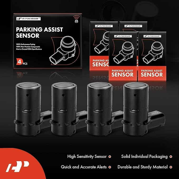 A-Premium 4-PC Rear Reverse Backup Parking Aid Assist Sensor Compatible with Select Ford, Lincoln & Mercury Models - F150 F25