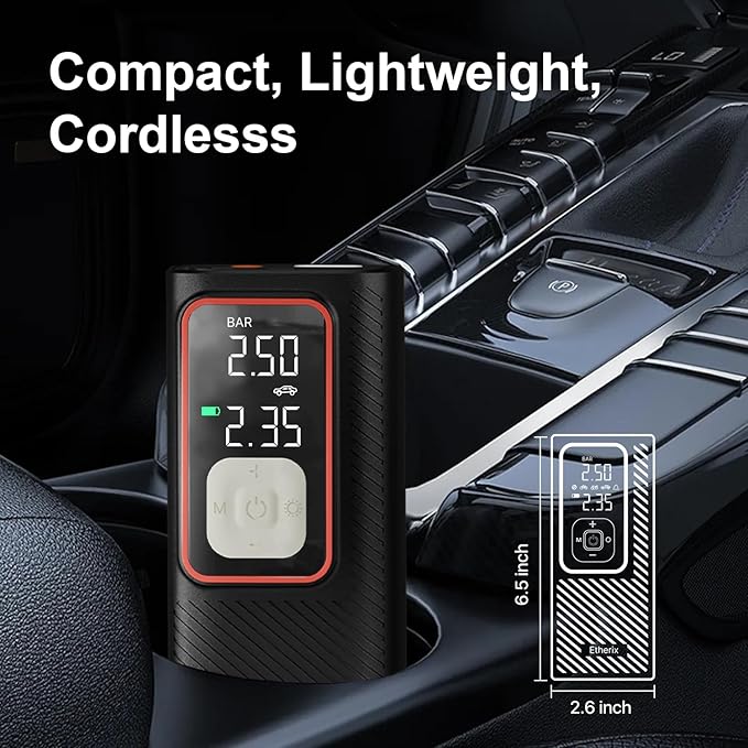 Tire Inflator Portable Air Compressor, 3X Faster 25000mAh 160 PSI Air Pump for Car Tires- Cordless, with Pressure Gauge, LED Light & Digital Display, for Car, Truck, Motor, E-Bike and Bicycle Pro