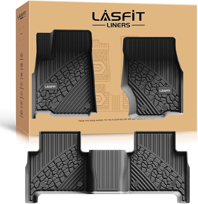LASFIT Floor Mats for Jeep Grand Cherokee WL 2022-2025 2026 5-Seat (Include 4xe, NOT for L) All Weather TPE Custom Fit Car Mats Floor Liners 1st & 2nd Row, Black