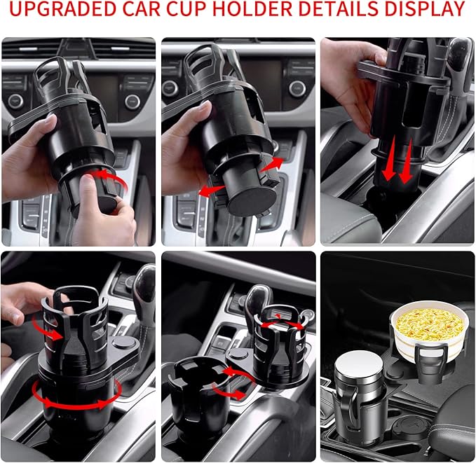 Cup Holder Expander for car 2 in 1 Multifunctional Car Cup Holder Extender Adapter with Adjustable Base Compatible with Hydro