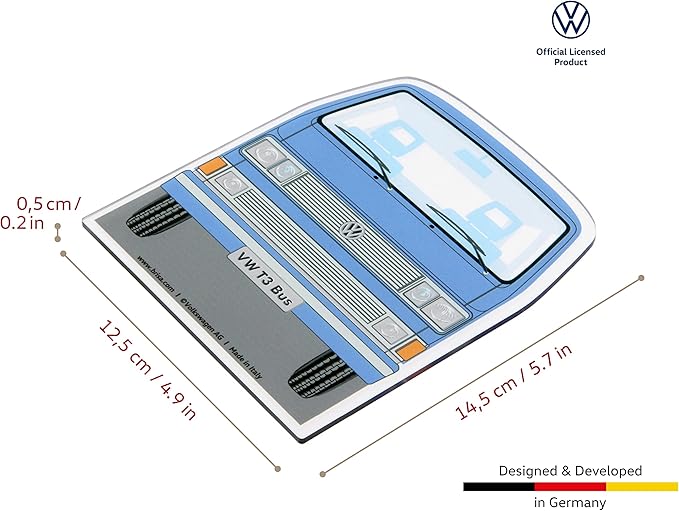 BRISA VW Collection - Volkswagen Polycarbonate Ice Scraper Windshield Scraper Snow Remover Winter Car Accessory in T3 Bus Vanagon Design (Front/Blue)