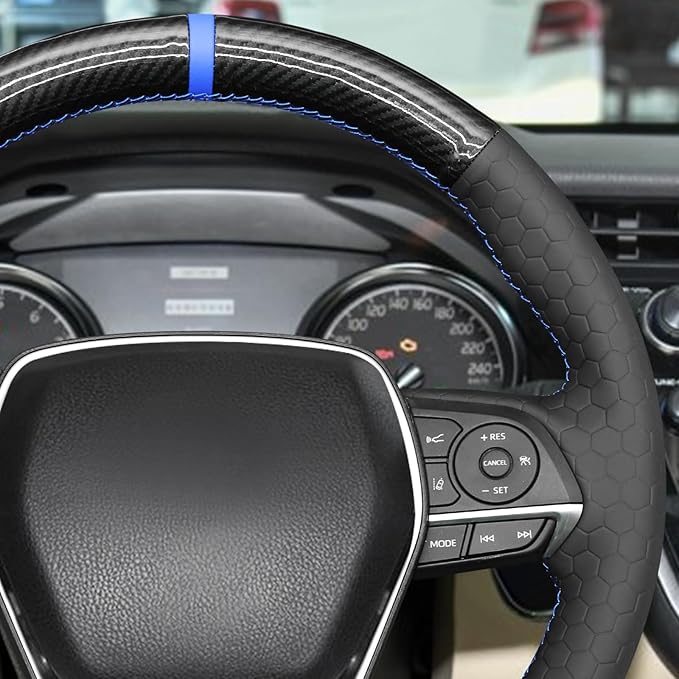 MEWANT Breathable Hand Sewn Car Steering Wheel Cover for Toyota Camry 2018-2019 / Toyota Avalon 2019 / Toyota Corolla 2019-2020 / Toyota RAV4 2019 Steering Wheel Accessories