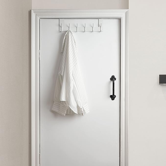 WEBI Over The Door Hook White,Over The Door Towel Rack,Door Hanger,Door Coat Towel Hanger,Door Coat Rack for Hanging Clothes,