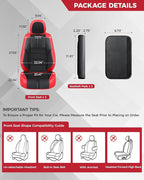 FREESOO Red Black Front Car Seat Covers - Faux Nappa Leather Seat Covers for Cars, with Carbon Fiber Texture Seatbelt Pads, I