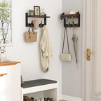 Evermagin 29" Coat Rack Wall Mount with Shelf, 4 in 1 Coat and Key Hanger with 11 Metal Hooks, Entryway Wall Mounted Shelf wi
