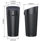 Car Cup Holder Trash Can with Lid - Mini Small Auto Garbage Can Bin for Vehicle, Car Door, Back Seat - Leakproof Portable Dustbin (Black)