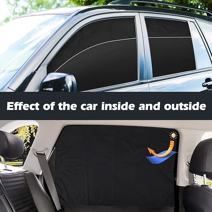 XCBYT Magnetic Car Window Shades 4 Pack - Blackout Side Window Sun Shade for Privacy & Car Camping, 99% UV Blocking Car Window Covers for Side Windows, Heat Protection Travel Shades for SUV Sedan