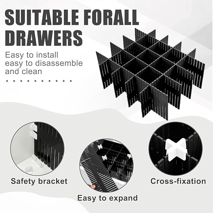 Blosssound 15 Pcs 5.12 Tall Drawer Divider Adjustable Drawer Organizer DIY Ultra Deep Storage Organizer Separator with Fixed 