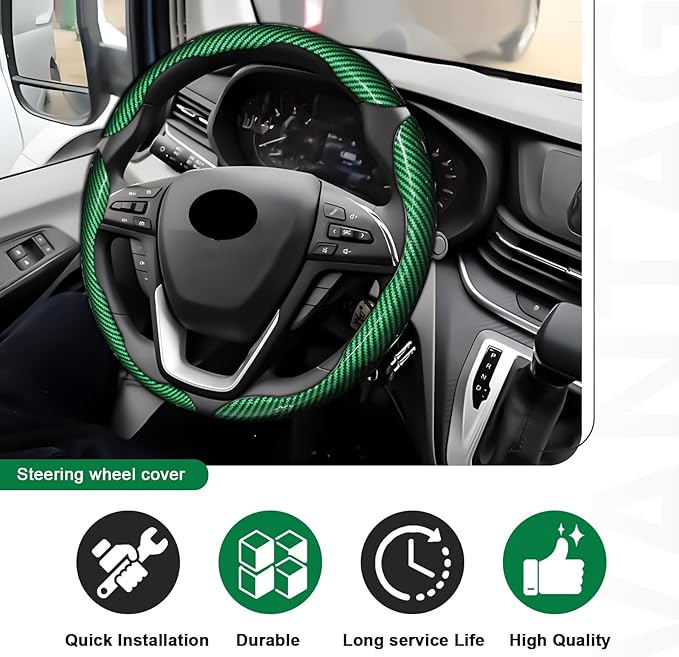 3pcs Universal Carbon Fiber Steering Wheel Cover - Anti-Slip & Segmented Design, Universal 99% Durable Steering Wheel Protect