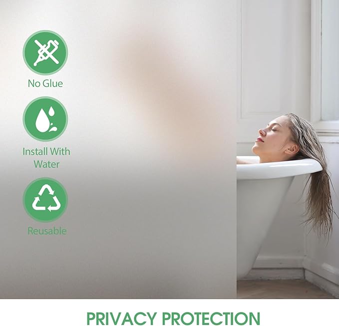 STATINT Frosted Window Privacy Film Sun Blocking Anti UV Window Clings Bathroom Non Adhesive Static Cling Glass Stickers for Home and Business,23.6 Inch X 13.1 Feet