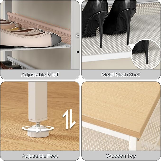 HOOBRO Shoe Rack for Entryway, 5-Tier Shoe Organizer with Adjustable Mesh Shelves, 12-16 Pairs of Shoes, Spacious Floor Mount