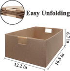 Foldable Fabric Storage Cubes, 2 Packs Cloth Storage Baskets with Wooden Handles, Collapsible Shelf Closet Organizer Bins, Re
