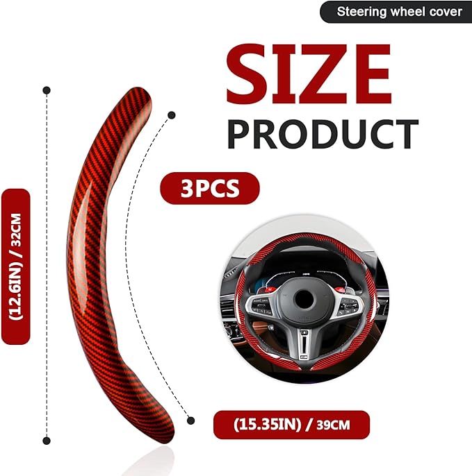 3pcs Universal Carbon Fiber Steering Wheel Cover - Anti-Slip & Segmented Design, Universal 99% Durable Steering Wheel Protect