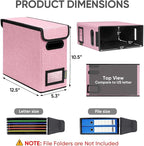 BALEINE File Organizer Box with Lid, Collapsible File Folder Organizer with Plastic Slide, Hanging File Folder Box for Office