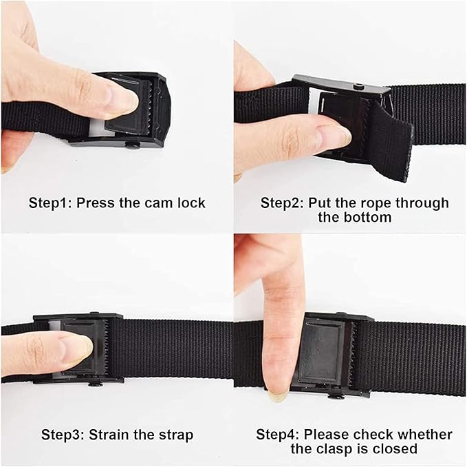 Tie Down Strap,Lashing Straps with Adjustable Buckle Heavy Duty Secure Straps up to 600 lbs for Cargo, Luggage, Bicycles, Motorcycles, Truck, SUV, Car Roof Rack, Canoe (Black, 9.8ft)