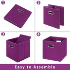 Fabric storage bins Cubes, Fabric Cube Organizer with Handle, Foldable Cube Bins for Cloth or Accessary Storage, 11x11x11, Se