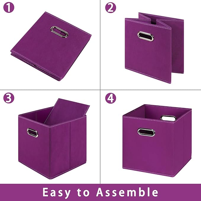 Fabric storage bins Cubes, Fabric Cube Organizer with Handle, Foldable Cube Bins for Cloth or Accessary Storage, 11x11x11, Se