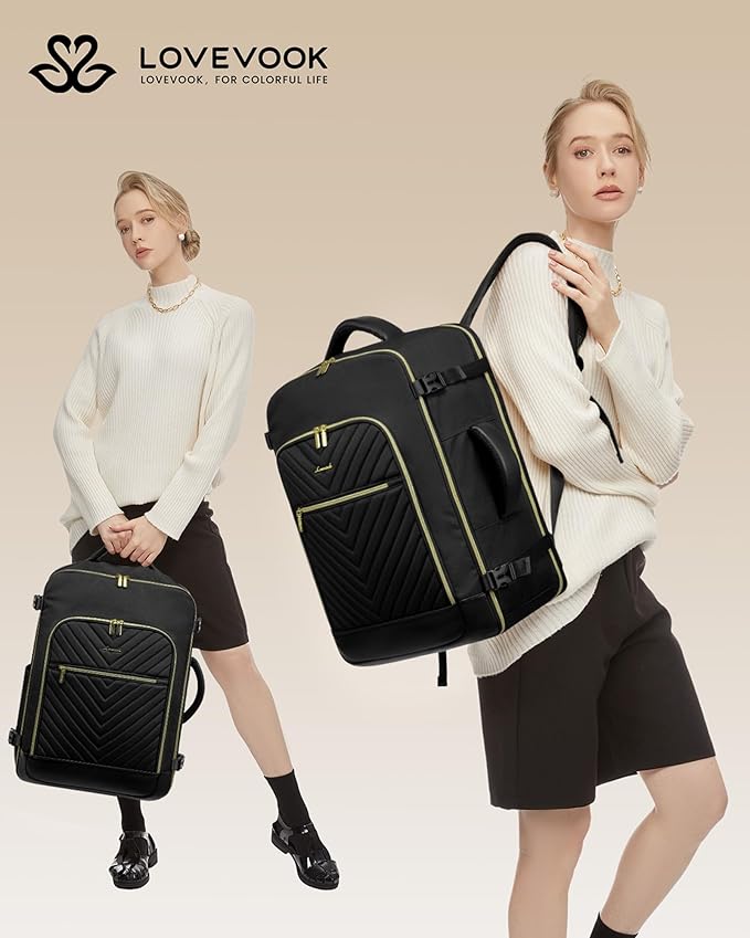 LOVEVOOK Large Travel Backpack for Women, TSA Carry on Backpack for Airplanes, 40L Personal Item Travel Bag for Women fits 17