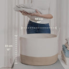 OrganiHaus Large Woven Storage Basket for Blankets and Toys 20" x 13" Inch, Rope Laundry Basket with Handles, Cushions & Pill