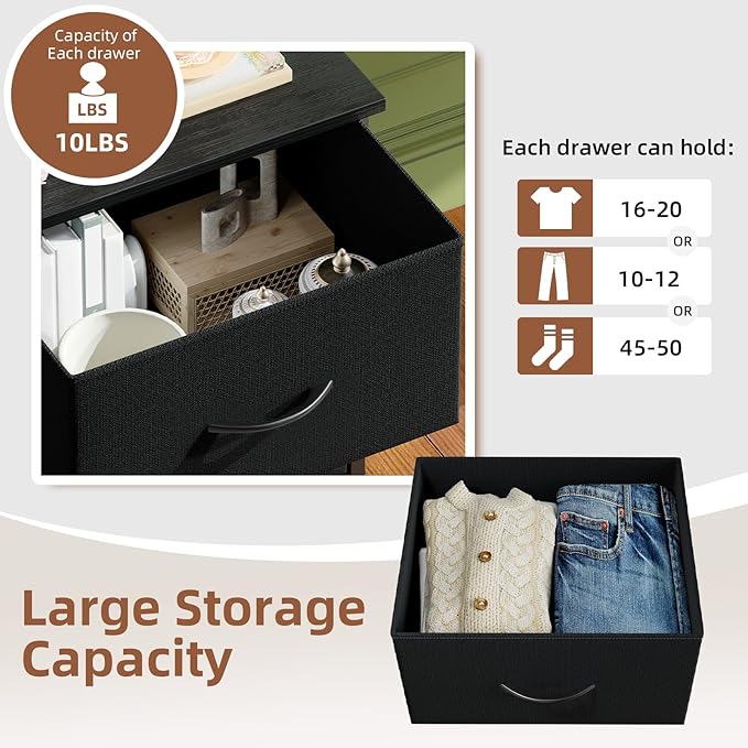 Somdot Tall Dresser for Bedroom with 6 Drawers, Storage Organizer Chest of Drawers with Removable Fabric Bins for Closet Beds