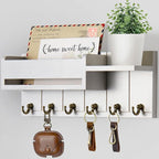 RelaxScene Key Holder Wall Mount - Key Hooks for Wall Decor Living Room - Wooden Key Hanger Rack and Mail Organizer with Shel