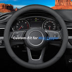 Custom-Fit for Mini Steering Wheel Cover, Premium Leather Car Cover with Logo, Non-Slip, Breathable, Accessories (B-Style,for Cooper)