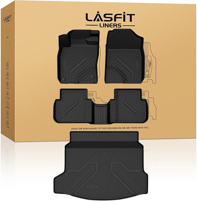 LASFIT Floor Mats & Trunk Mat for 11th Gen Honda Civic Hatchback(Not for Hybrid) 2026 2025 2024 2023 2022, All Weather Custom Fit TPE Car Floor Liners,1st & 2nd Row & Trunk Liner (Fit with Subwoofer)
