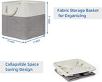 Temary Fabric Storage Baskets for Organizing, Grey Basket for Shelves, Collapsible Baskets with Handles for Shelves, Home, Cl