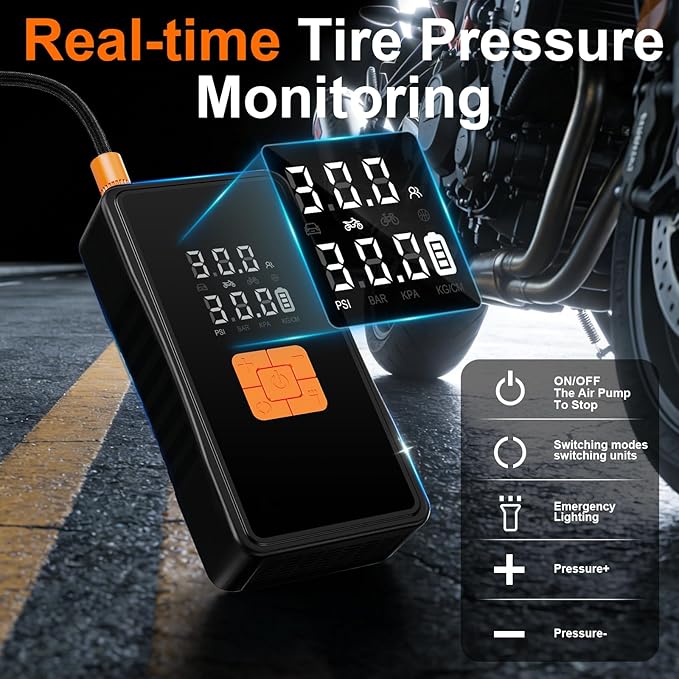 Preciva 8000mAh Jump Starter - 8000A Peak Car Battery Charger with Smart Air Compressor (150PSI), Tire Repair Kit, Power