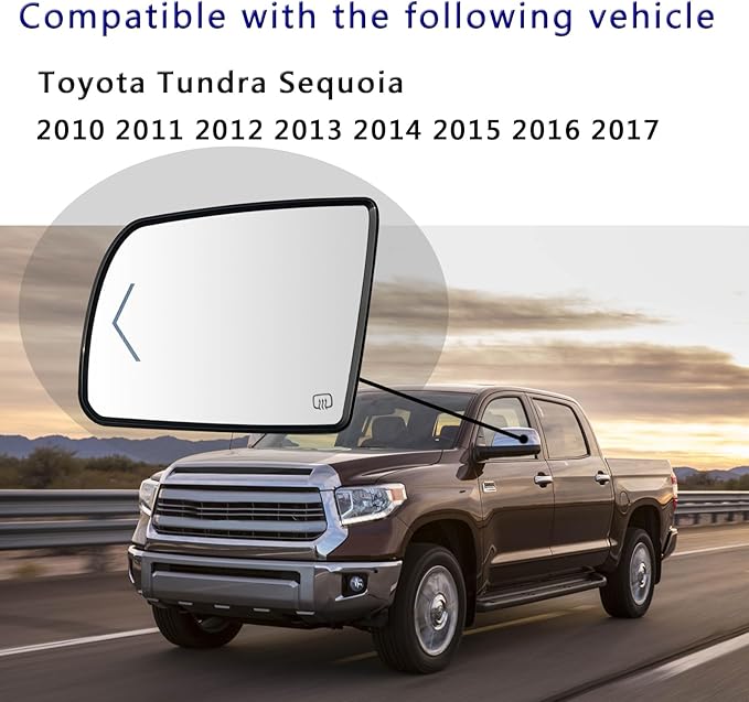 Driver Side Heated Mirror Glass Replacement For 2008-2017 Toyota Sequoia 2007-2020 Toyota Tundra - for Tundra Sequoia Side Mirror With Rear Holder and Turn Signal
