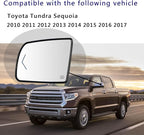 Driver Side Heated Mirror Glass Replacement For 2008-2017 Toyota Sequoia 2007-2020 Toyota Tundra - for Tundra Sequoia Side Mirror With Rear Holder and Turn Signal