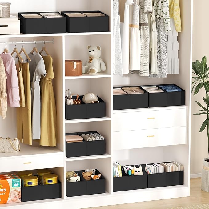 DIMJ Trapezoid Storage Bins for clothes - 5 Packs Closet Organizers and Storage Baskets, Foldable Closet Baskets with Handles