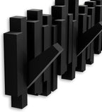 Umbra Sticks Wall-Mounted Coat Rack Rail Hook with 5 Retractable Pegs – Modern, Space-Saving Storage Organizer, Black