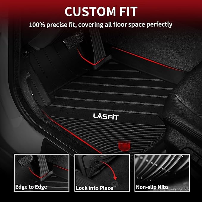 LASFIT 2018-2024 BMW X3 Floor Mats & Trunk Mat, Custom Fit TPE All Weather Car Liners Full Set for x3 30i/M/M40i/M Competition Accessories, Waterproof & Anti-Slip (Don't Fit X3 30e)