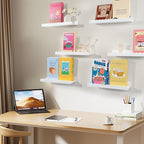 NEXHOME RPO Pine Wood Floating Shelves for Wall, 6-Pack 24 Inch Kids Nursery Book Shelves, Multi-Scene Wall Decor Solid Stora