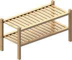 ROMGUAR CRAFT (Thick Bamboo Shoe Rack for Entryway, 2-Tier Free Standing Shoe Racks Stackable Shoe Rack Organizer for Hallway
