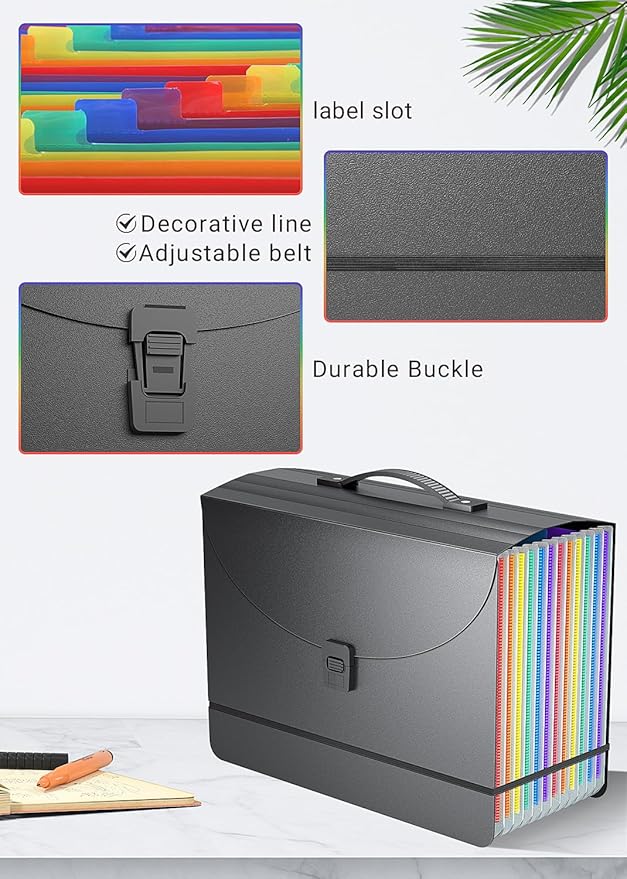 Expanding File Folder/Accordion File Organizer/Portable File Box with 13 Pockets,Fun Storage Filing Folders with Handle,Perfe