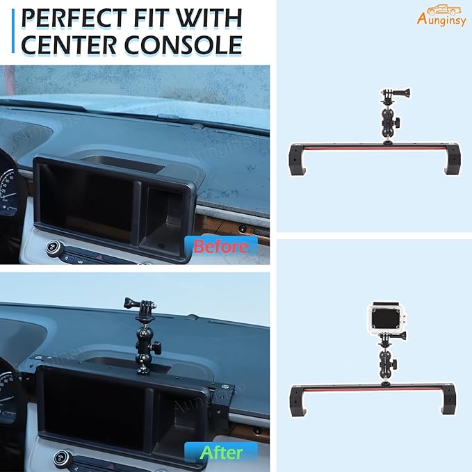 Aunginsy Dash Cam Mount Holder Compatible with Ford Maverick 2022-2024, Dashboard 8-inch Navigation Screen Upper Panel Fixed Clip Car Cameras Bracket for Go pro/Action Camera Video Record Accessories