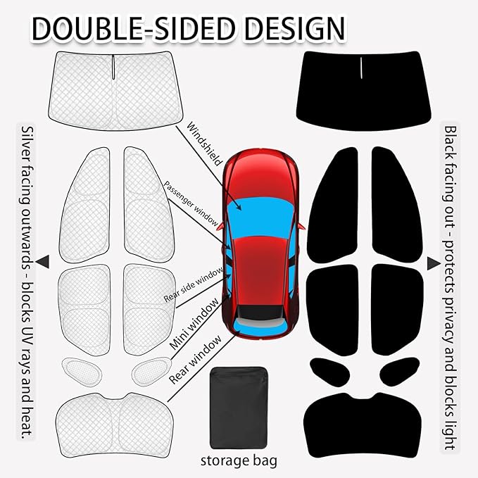 KMF 8pcs Thicken Sun Shades for Mazda CX-30 Accessories 2019-2026, Custom Fit Windshield Sunshade Full Car Window Covers for Side Rear, UV Block and Blackout Protect Privacy for Car Camping Outdoor
