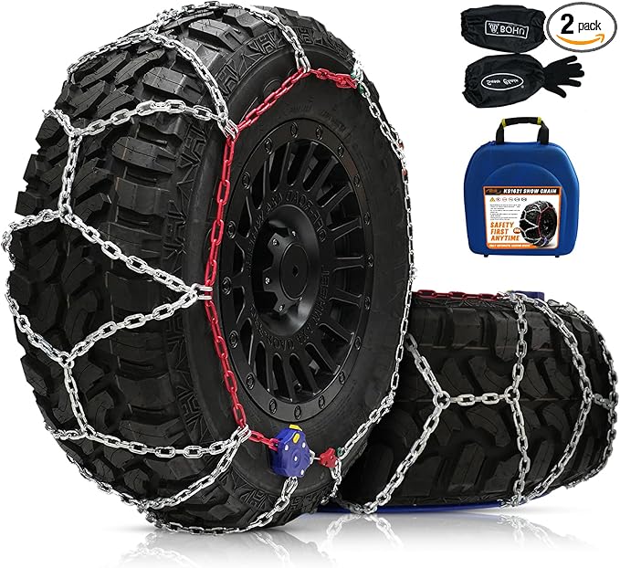 DEDC Auto Lock Snow Tire Chains,1Min Quick,4.5mm Enhance Manganese Steel Heavy Anti Skid Chains for Car Off Road SUV And Pick