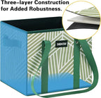 Reusable Grocery Bags 3 Pack - Heavy Duty Reusable Shopping Bags with Hard Bottom & Long Handles, Foldable Utility Tote Bag with Box Shape to Stand Up, 13x10.23x11in, Twill Green
