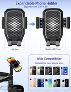 Car Cup Holder Tray - 4 in 1 Car Cup Holder Expander with Metal Cupholder, Adjustable Food Tray and Phone Mount for All Purpo
