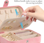 Hatori Travel Jewelry Box, PU Leather Small Jewelry Organizer for Women Girls, Portable Mini Travel Case Display Storage Hold
