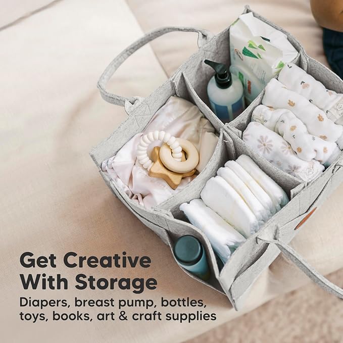 KeaBabies Baby Diaper Caddy Organizer with Handle - Portable Baby Car Organizers and Storage for Nursery, Changing Table, Lar