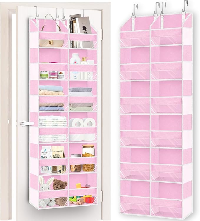 Over The Door Organizer 6 Tiers, Extra Large Behind Door Storage of 12 Compartments, 80 lbs Weight Capacity Hanging Storage O