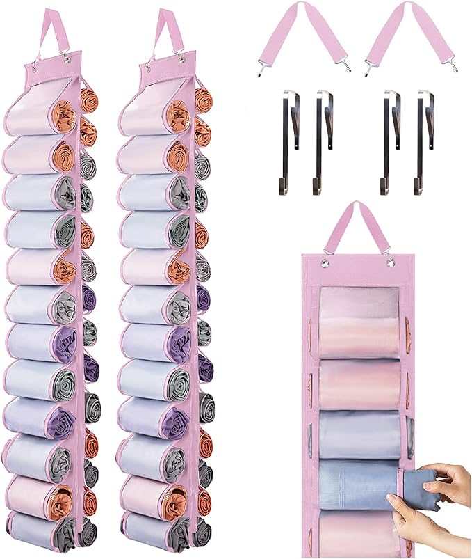 DHSFKBE Legging Organizer Storage, 2PCS T Shirt Organizer, Foldable Hanging Closet Organizer Storage with 26 Roll Independent